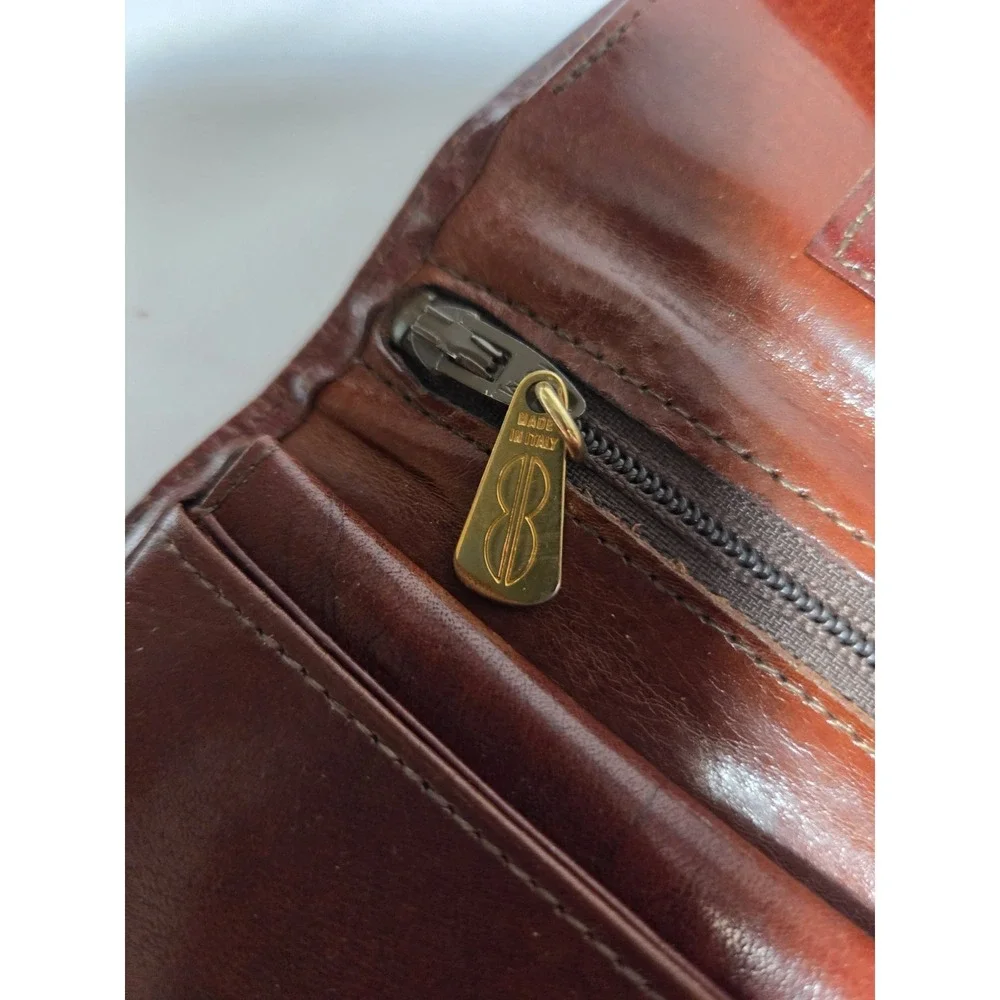 Vintage Bosca Women's Brown Leather Wallet Folding w Card ID Window  & Zip Coin